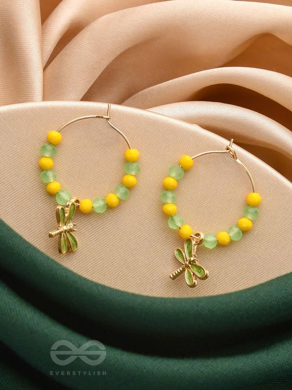 The Twinkly Dragonfly- Golden Dragonfly Hoop Earrings