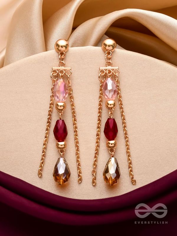 The Sensational String- Golden Embellished Earrings