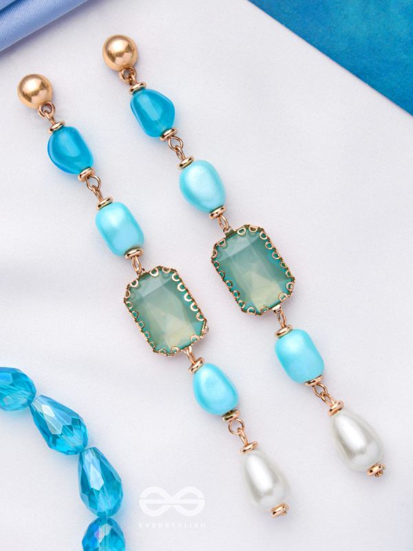 The Pastel Pops- Golden Pearl Earrings (Blue)