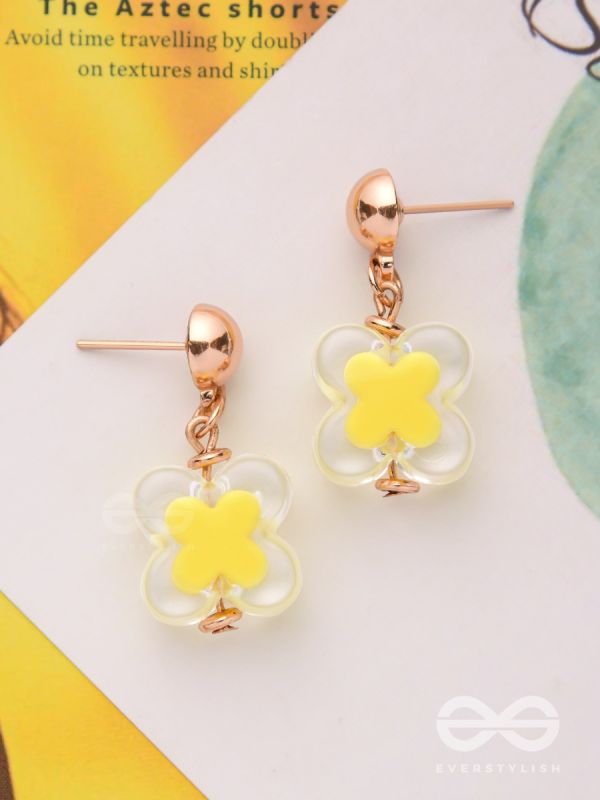 The Canary Bloom- Golden Enamelled Earrings