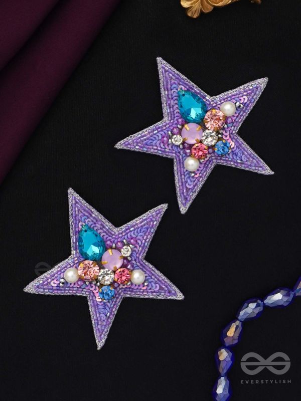 The Stellar Sparkler- Star-Shaped Embroidered Earrings