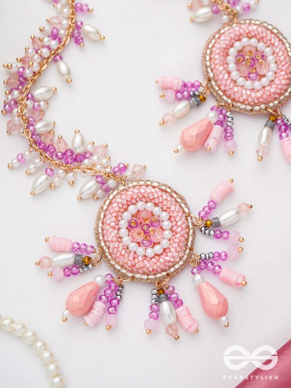 Priyaala- The Flower Vine- Pearls & Sequins Embroidered Chain Earrings