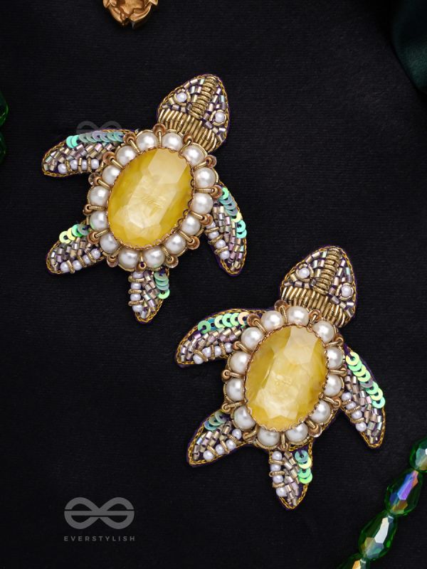 Kamatha- The Turtle Pair- Pearls, Stones & Sequins Embroidered Earrings