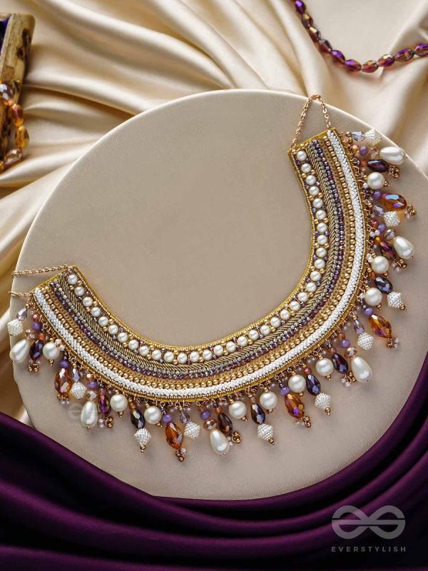 Vaidurya- Studded with Gems- Pearls, Beads & Sequins Embroidered Necklace