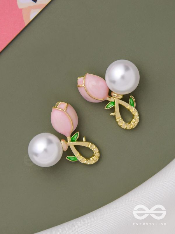 BUDDING PEARLS - PINK AND GODEN STUDS