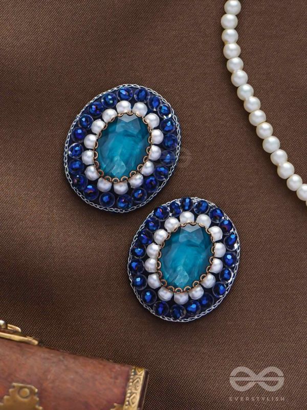 AMRITARA - THE ETERNAL ESSENCE - STONE, PEARLS AND SEQUINS EMBROIDERED EARRINGS