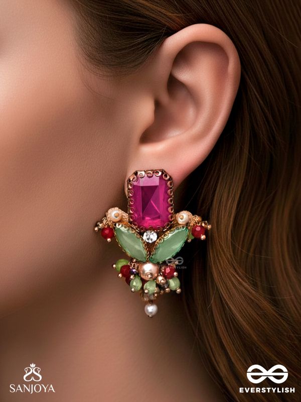 TEJANI - THE DAZZLING GEMS - STONE AND BEADS EMBROIDERED EARRINGS