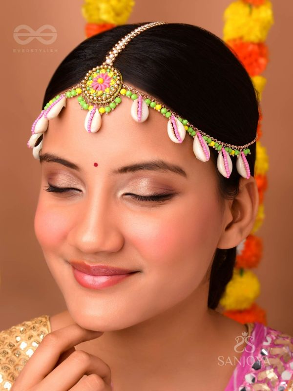 DIVABHITA - DIVINELY DRESSED - RESHAM, SHELL AND BEADS EMBROIDERED MAANGTIKA