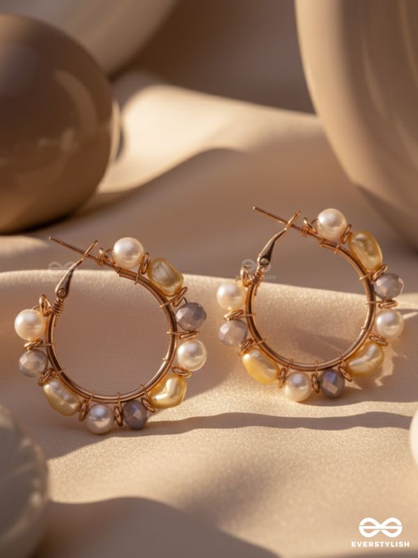 WHIMSICAL WONDERBEADS - GOLDEN EMBELLISHED HOOP EARRINGS