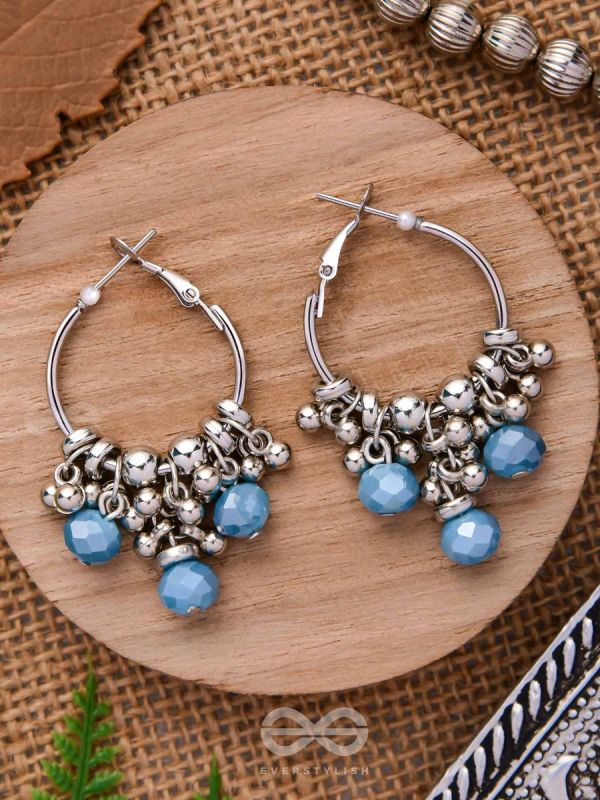 The Blue Orchid- Glass Drops Oxidised Earrings