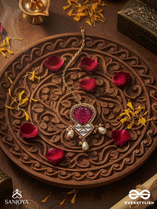 PREMABANDHANAM - BOND OF LOVE - CUTDANA AND PEARLS COMPLETE WITH MIRROR WORK MAANG TIKA