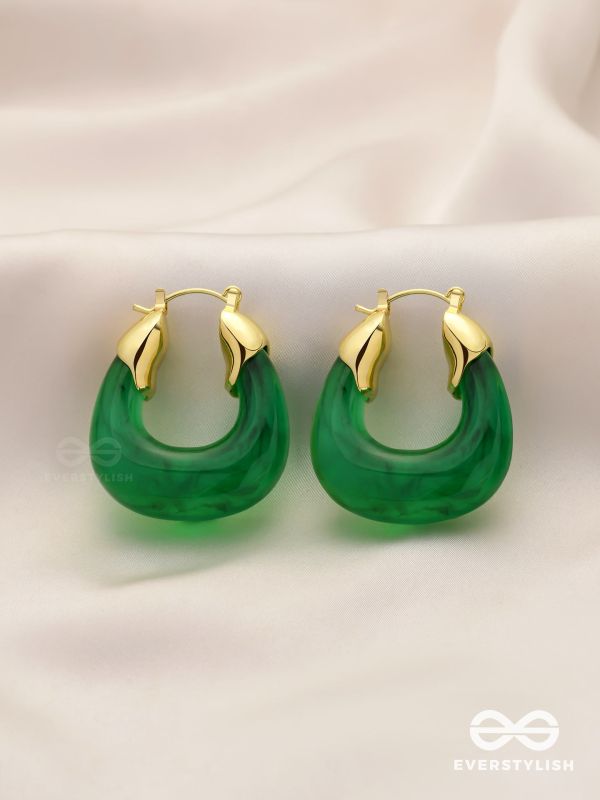 EMERALD EMBRACE-  TRANSLUCENT GREEN HOOPS