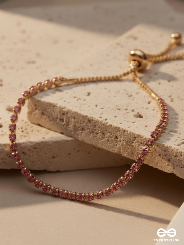 CHEERY LUSH - PINK GEM AND GOLD TENNIS BRACELET 
