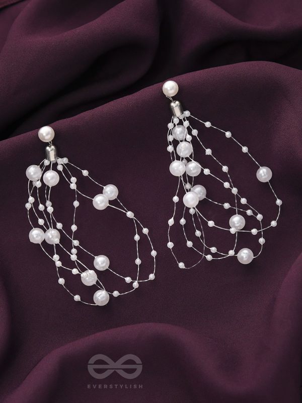 Precious Pearls of Snow Dangling Earrings