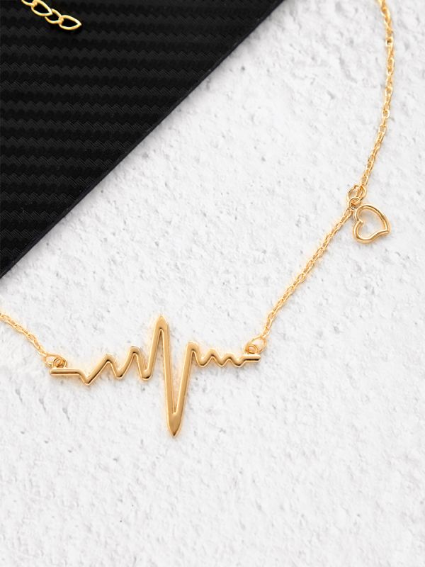 The Elegant Casual Heartbeat Necklace- Golden