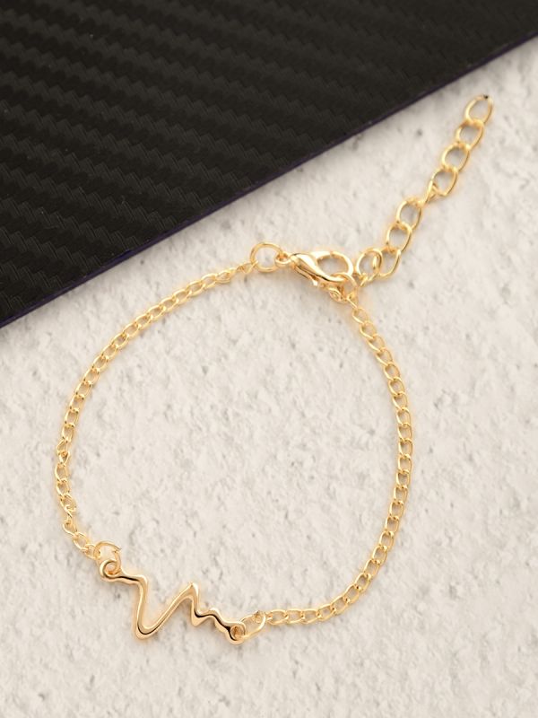 The Elegant Casual Heartbeat Bracelet- Golden