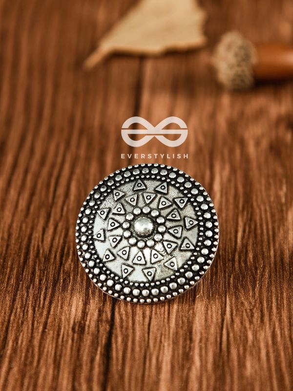 The Warrior's Shield - Oxidised Boho Ring