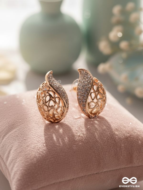 Golden Rhinestone Drop Stud Earrings