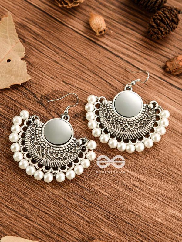 The Elegant Tribals - White - Oxidised Boho Earrings