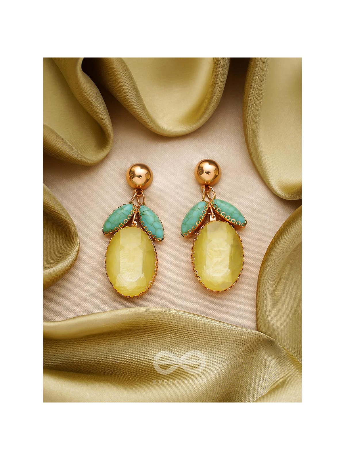 The Fruit of Love- Golden Embellished Earrings
