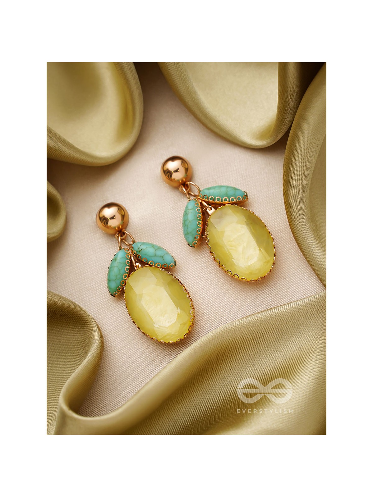 The Fruit of Love- Golden Embellished Earrings
