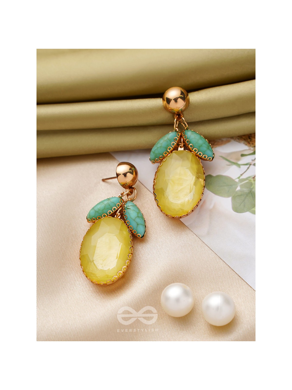 The Fruit of Love- Golden Embellished Earrings