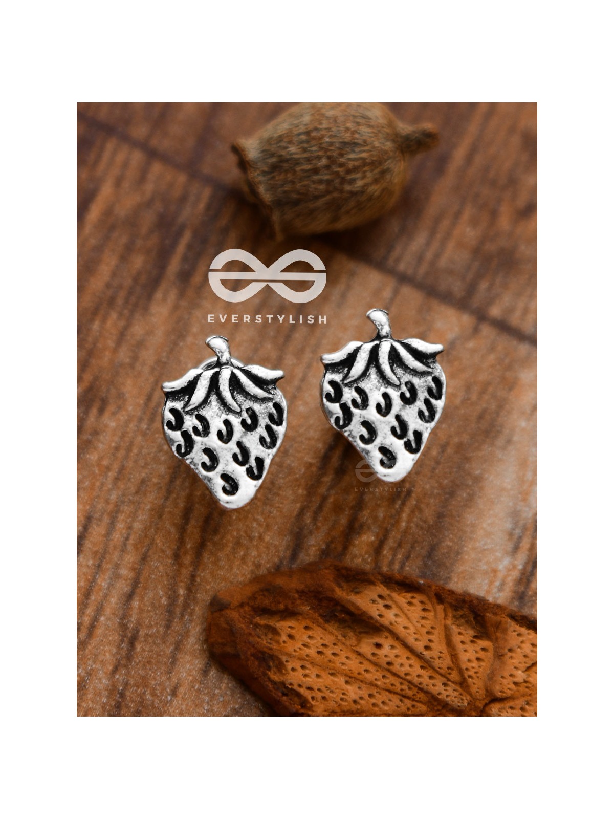 The Little Intricate Strawberries Studs - Tiny Trinket Earrings