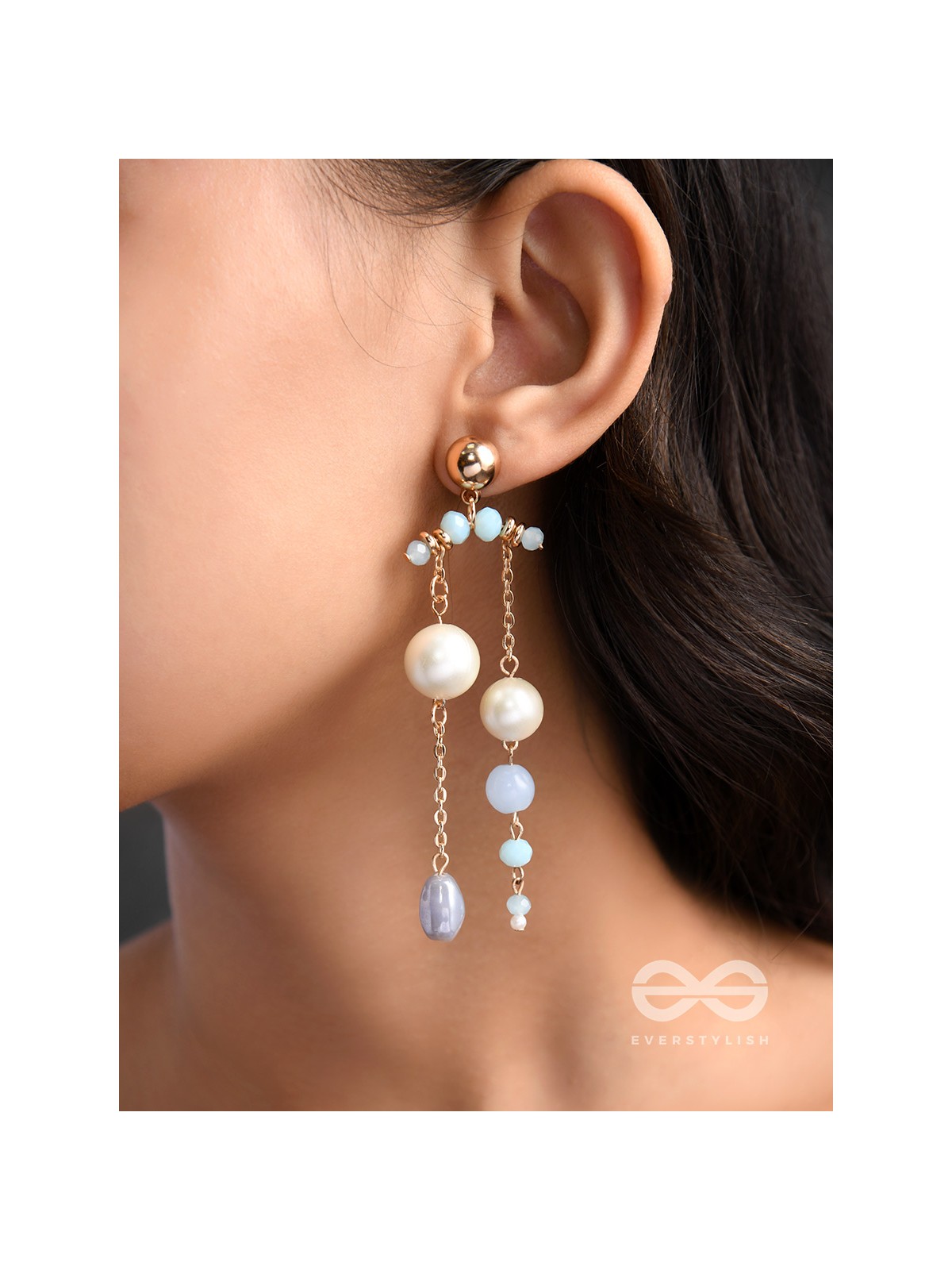 The Rain Shower- Golden Embellished Earrings