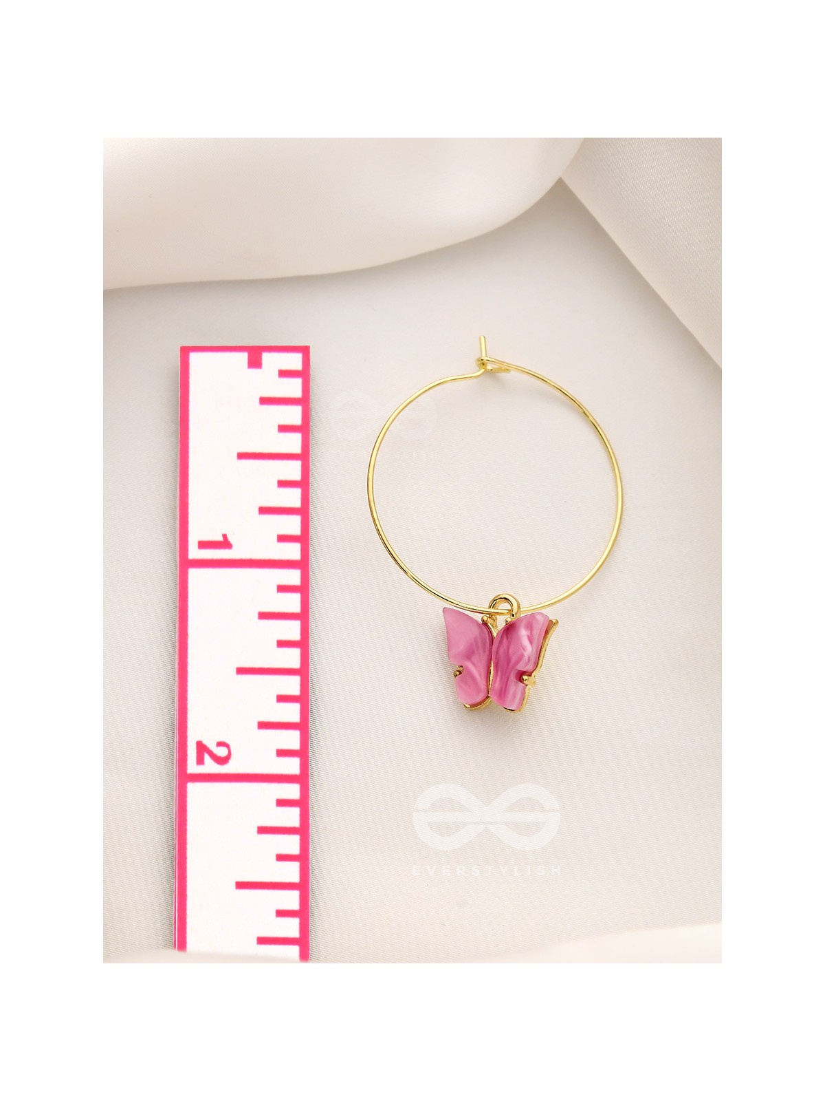 The Beauteous Butterfly Hoops (Pink) - Golden Casual Earrings