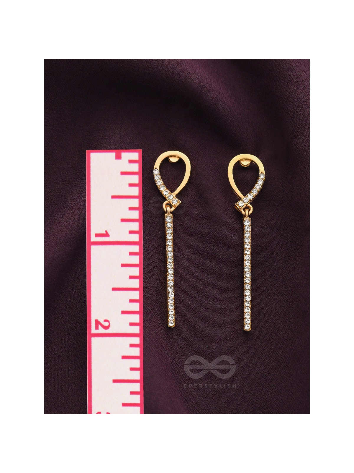 Gems on a stick Golden Dangler Earrings 