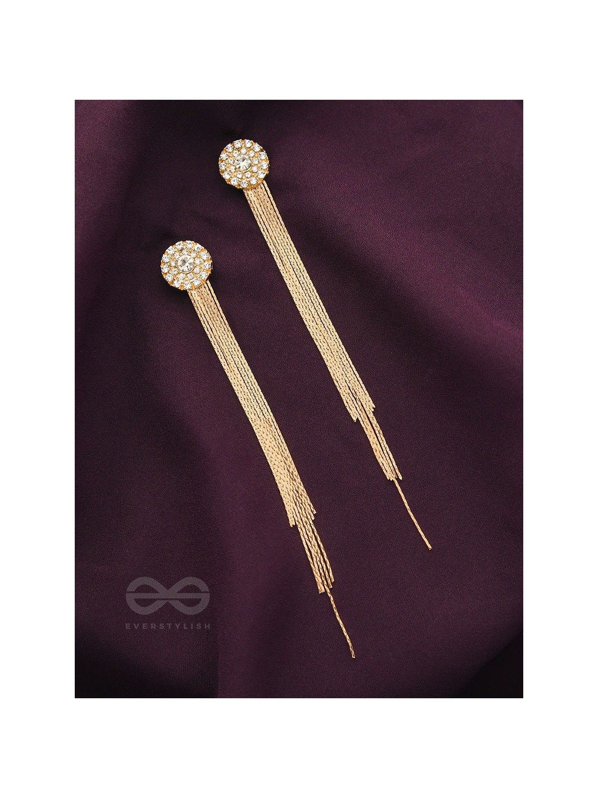 The Charm of a Perfectionist Stone studded danglers- Golden