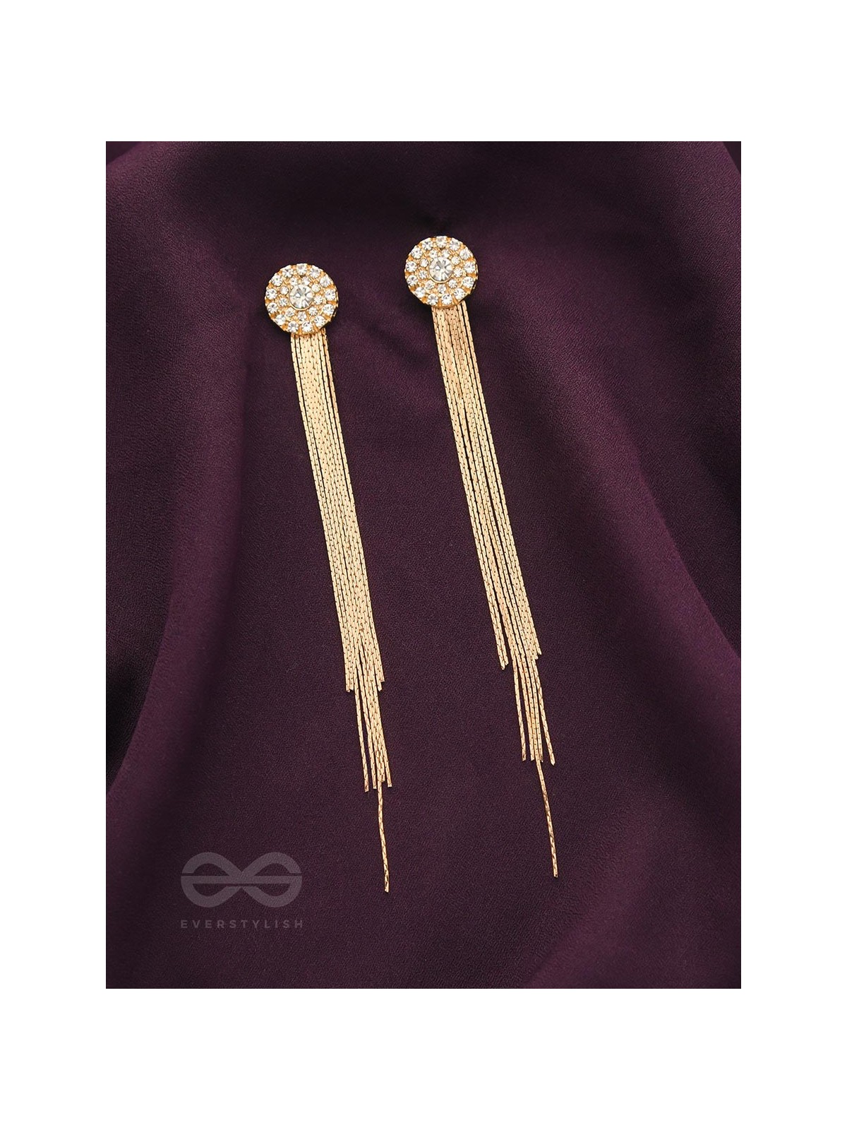 The Charm of a Perfectionist Stone studded danglers- Golden