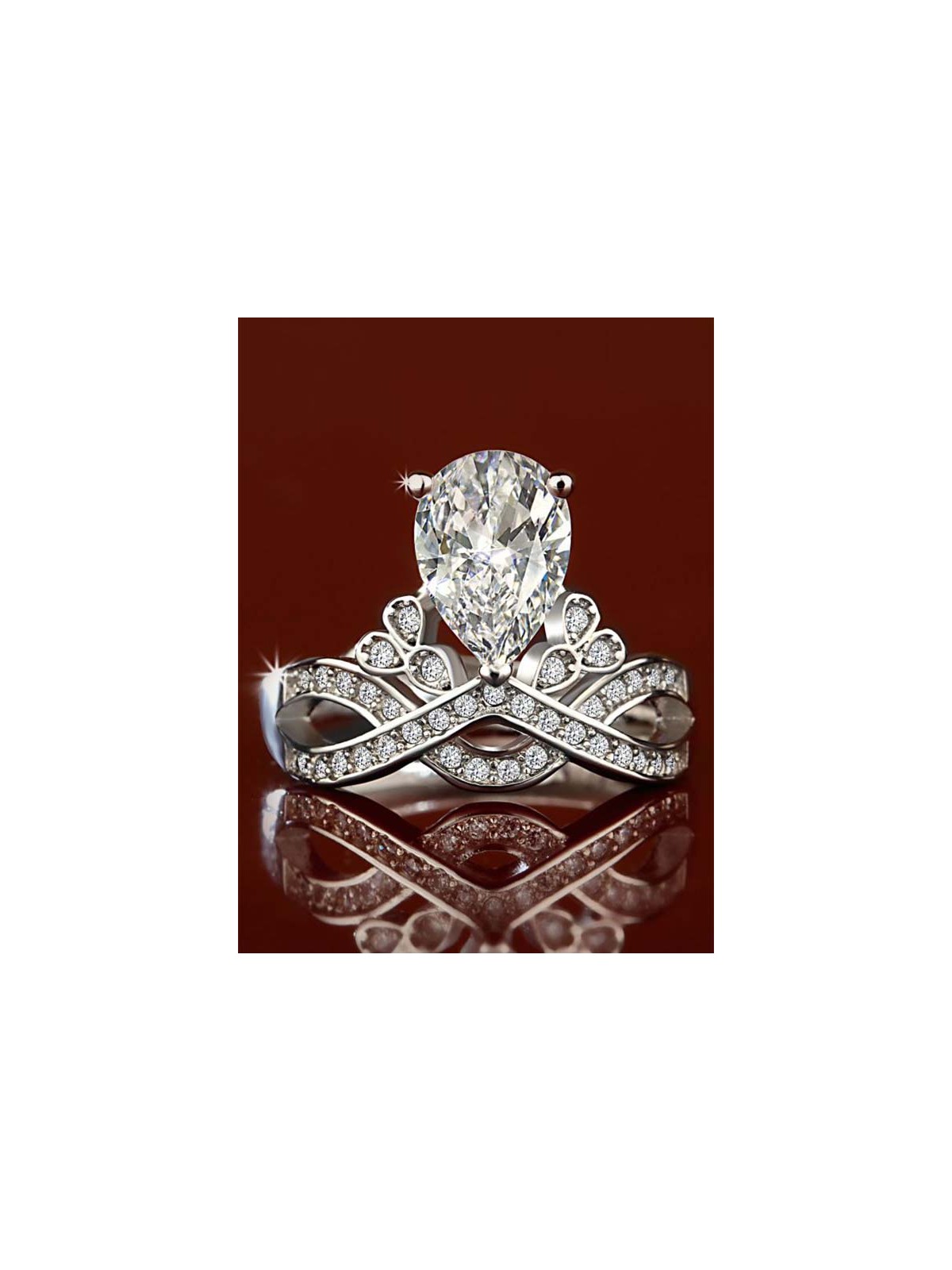 Captivating Crown Cocktail American-Diamond Ring (Adjustable)