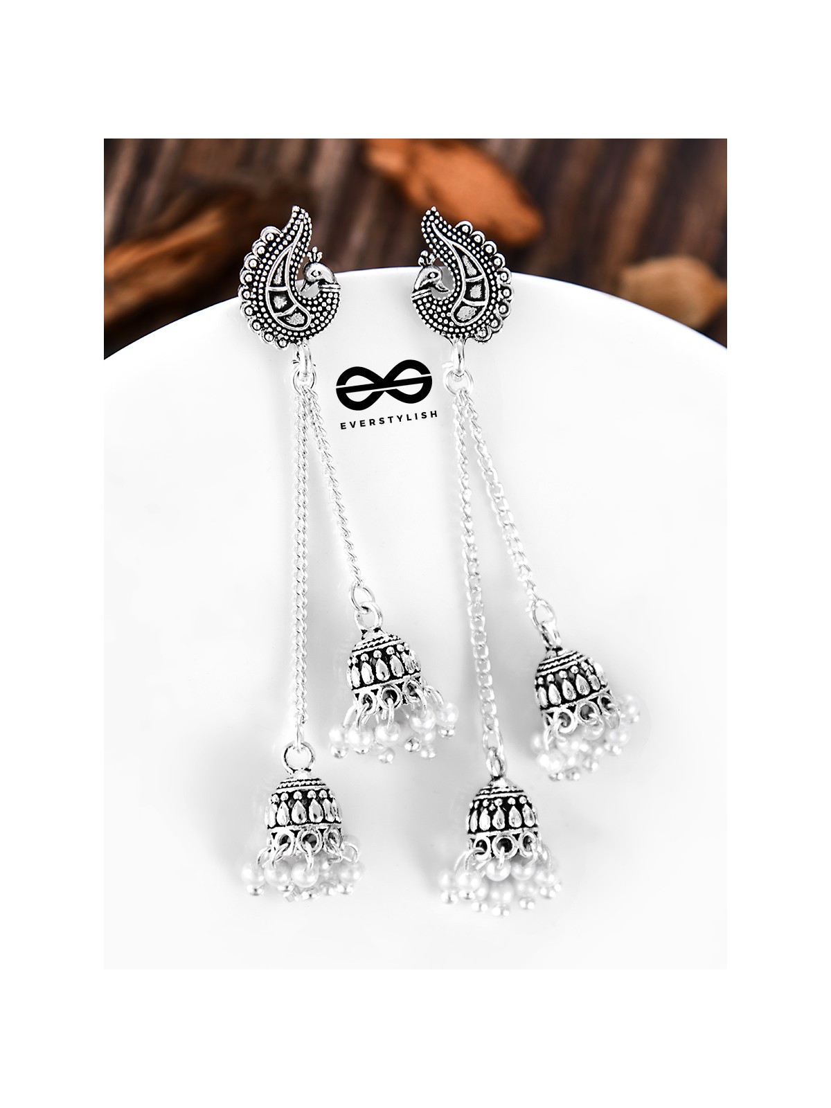 The Vintage Peacock Double Hanging Pearl Jhumkis