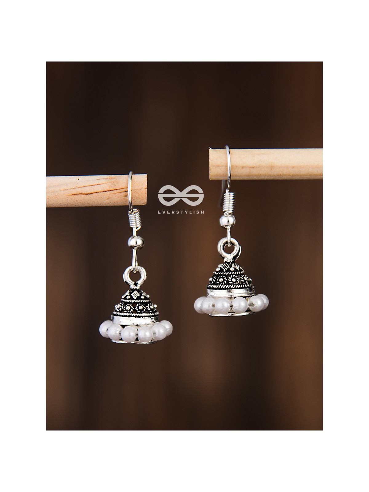 The Little Braided Pearl Jhumkis - Oxidised Boho Earrings