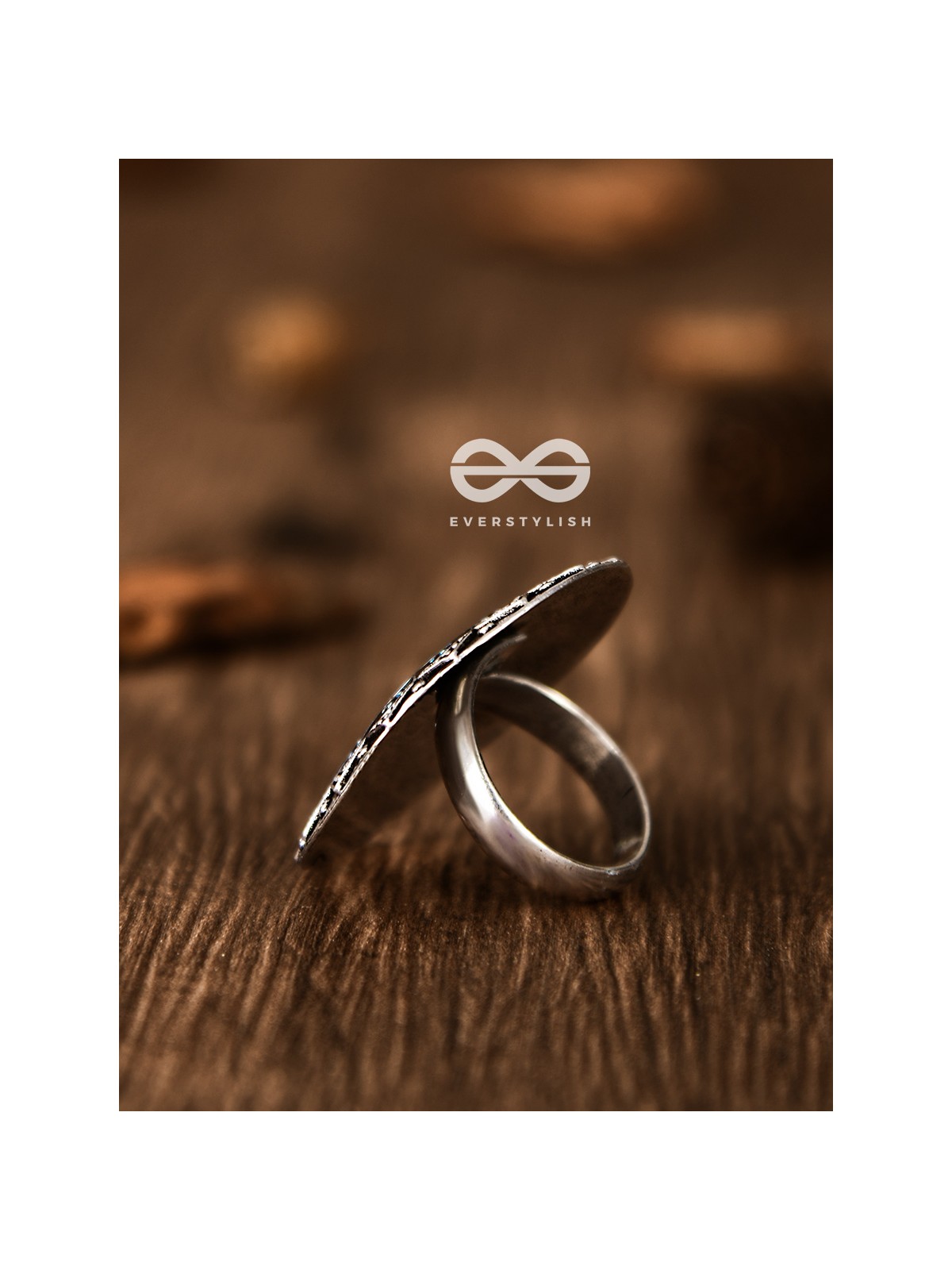 The Intricate Meenakari Adjustable Ring (Blue) - Embellished Oxidised Collection