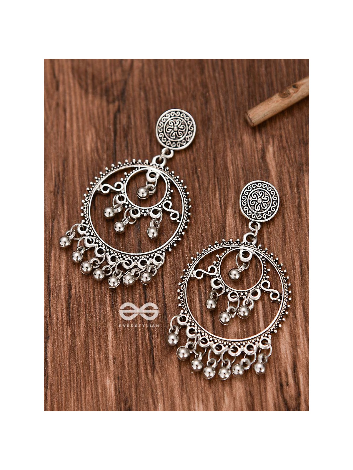 The Dangling Playful Circles - Oxidised Boho Earrings