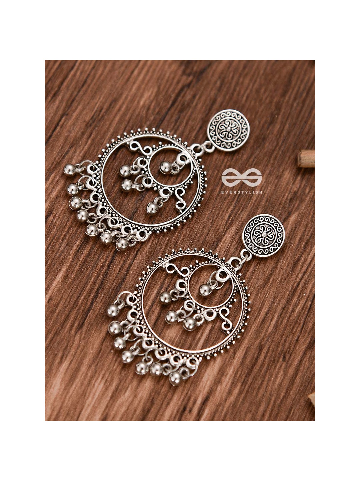 The Dangling Playful Circles - Oxidised Boho Earrings