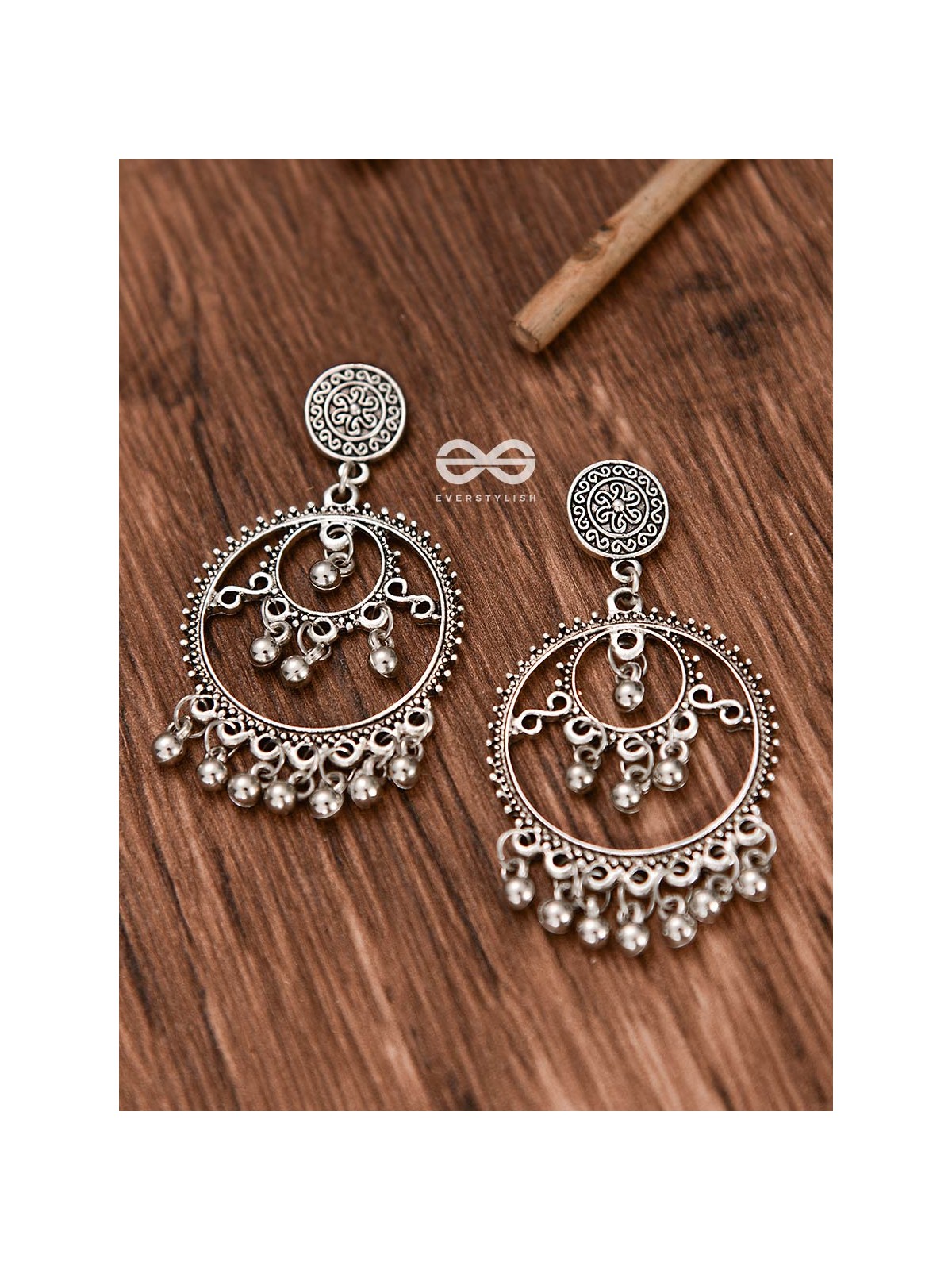The Dangling Playful Circles - Oxidised Boho Earrings
