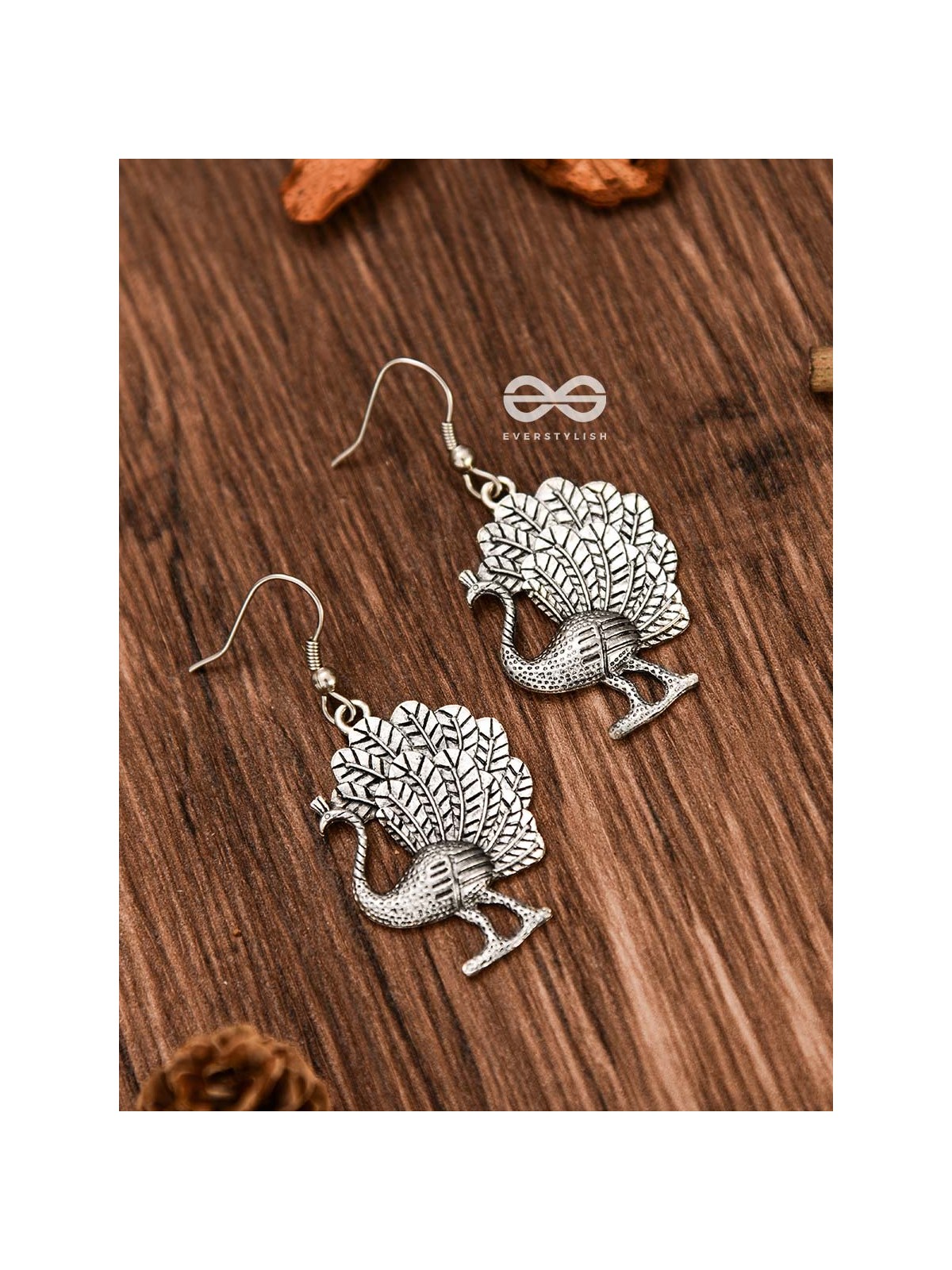 The Fanning Peacocks Danglers - Oxidised Boho Earrings