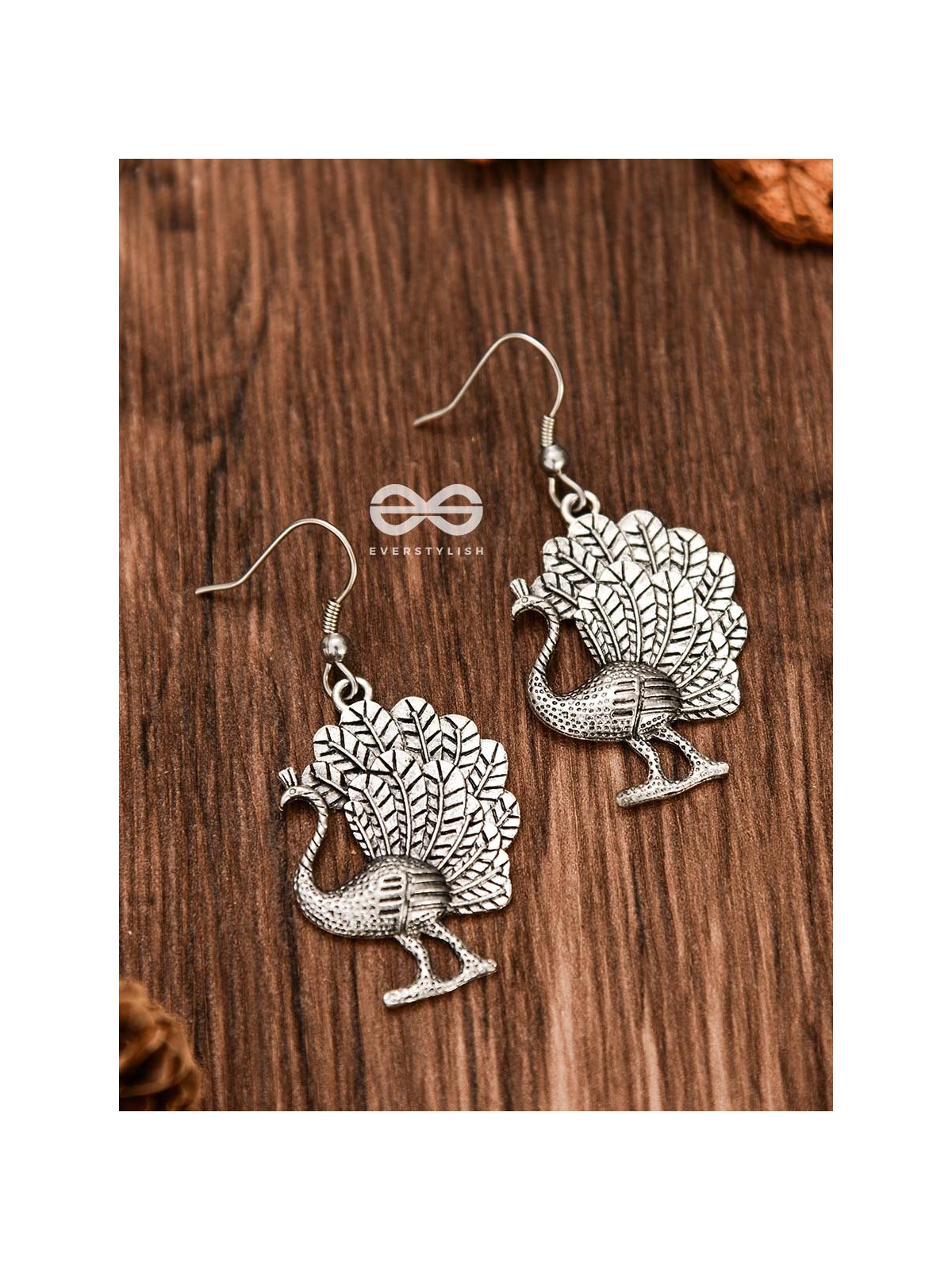 The Fanning Peacocks Danglers - Oxidised Boho Earrings