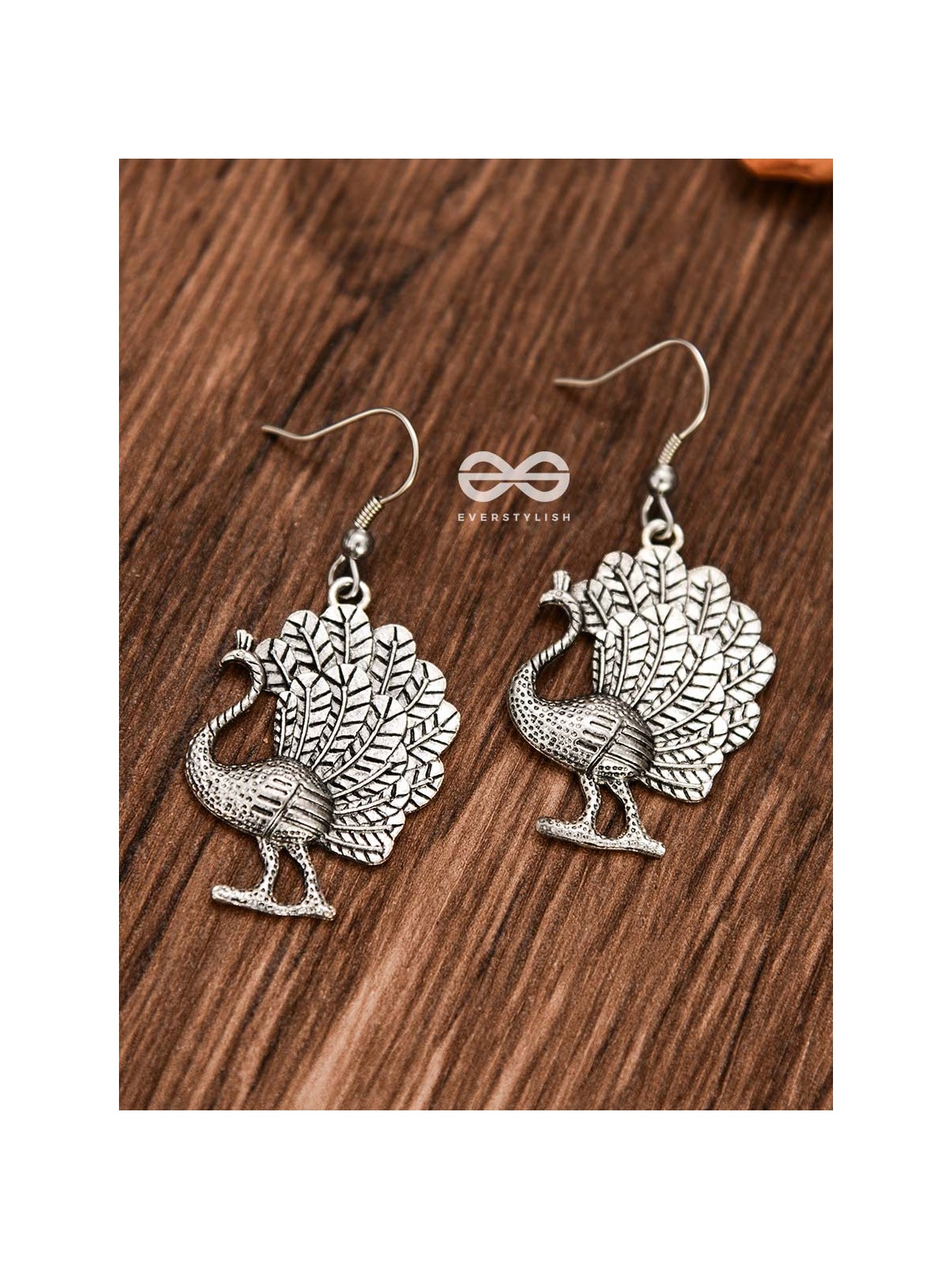 The Fanning Peacocks Danglers - Oxidised Boho Earrings