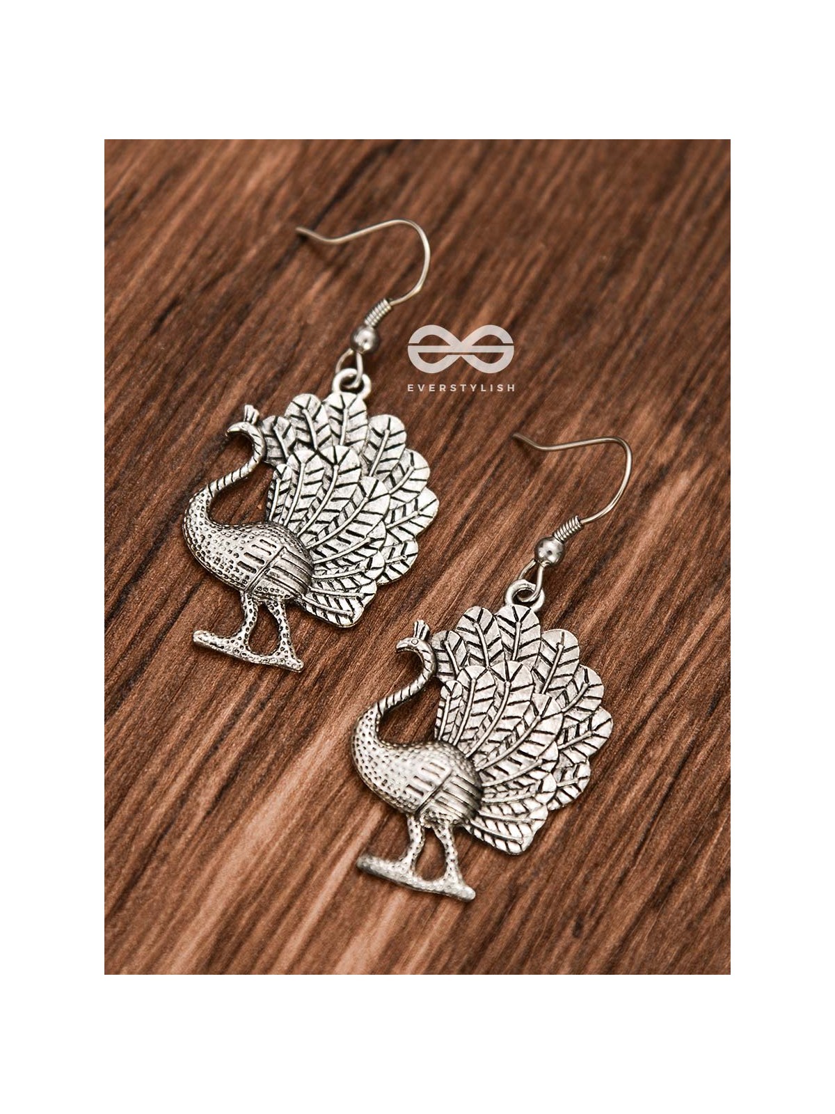 The Fanning Peacocks Danglers - Oxidised Boho Earrings