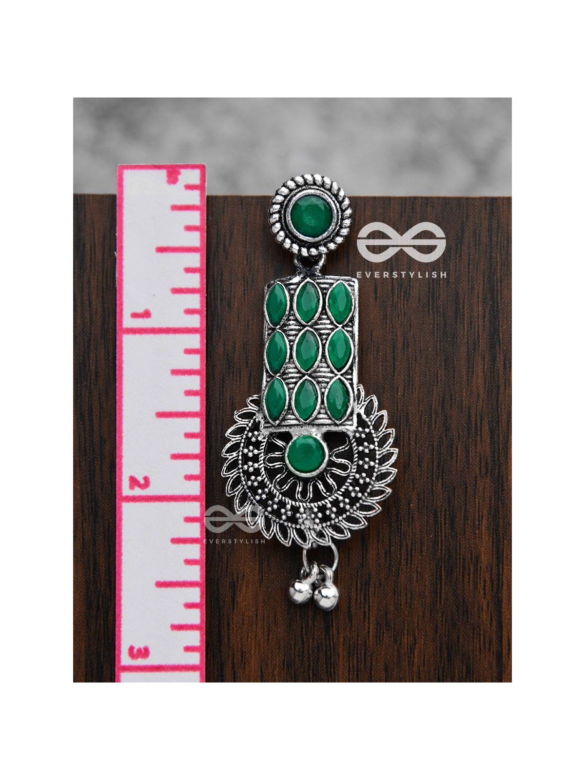 The Studded Artistry - Emerald Green - The Embellished Oxidised Collection