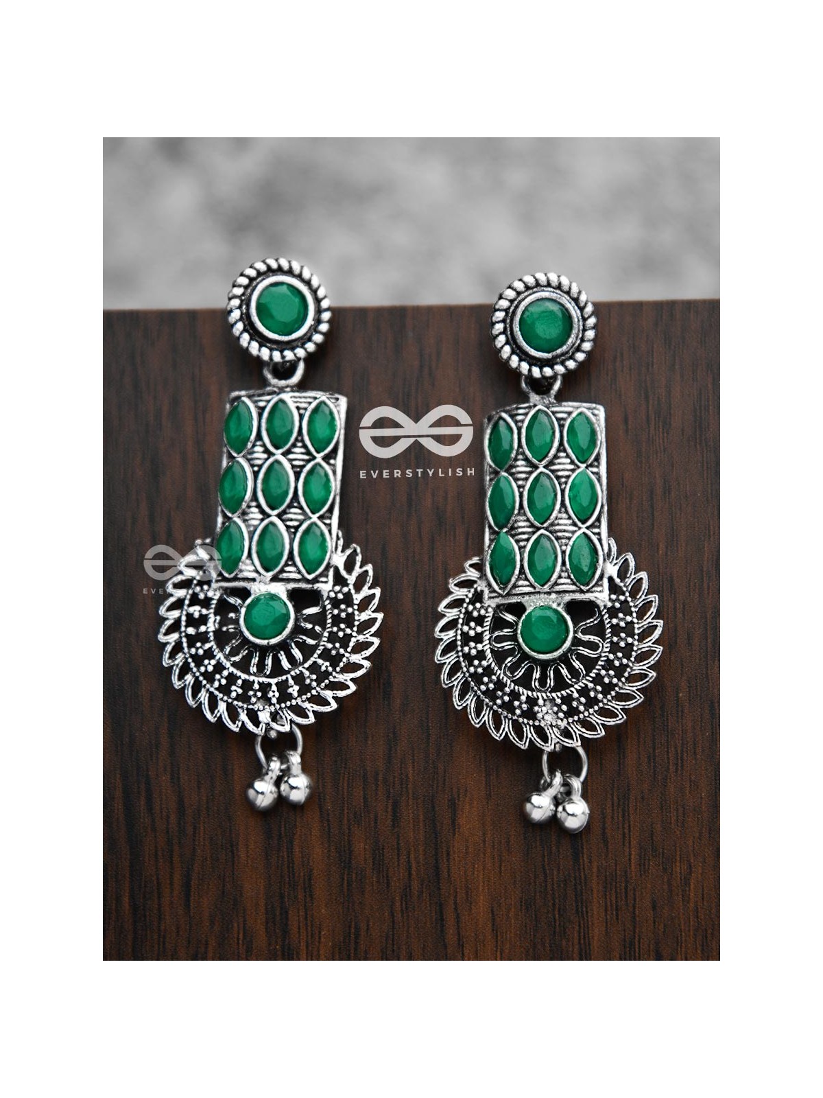 The Studded Artistry - Emerald Green - The Embellished Oxidised Collection