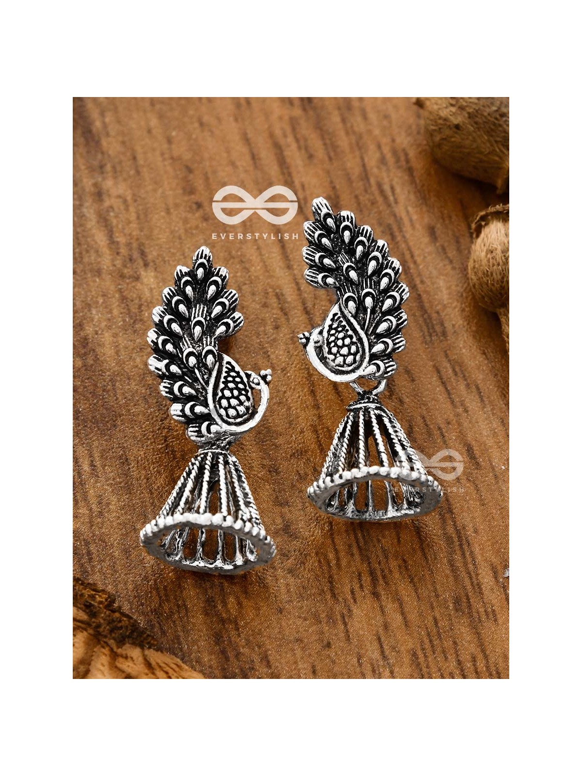 The Artsy Peacock Jhumkis - Tiny Trinket Earrings