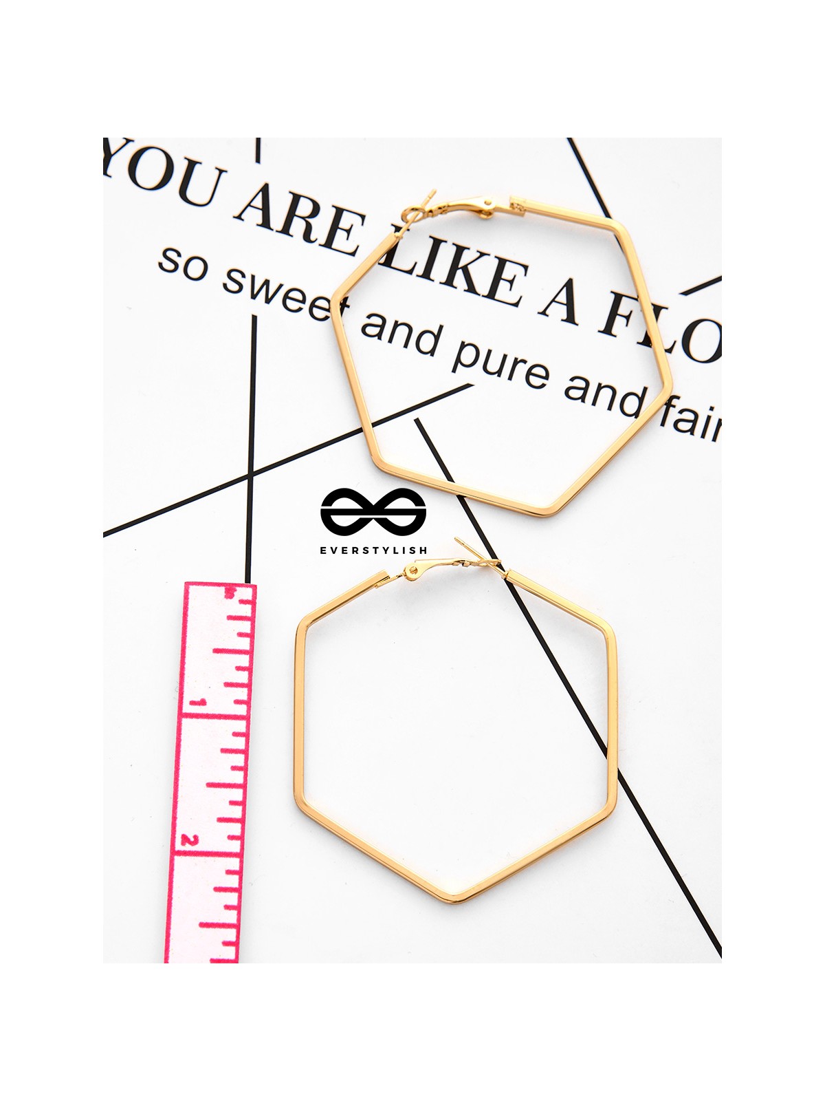 The Hypnotic Hexagonal Hoops (Golden) - Casual Daily-wear Earrings