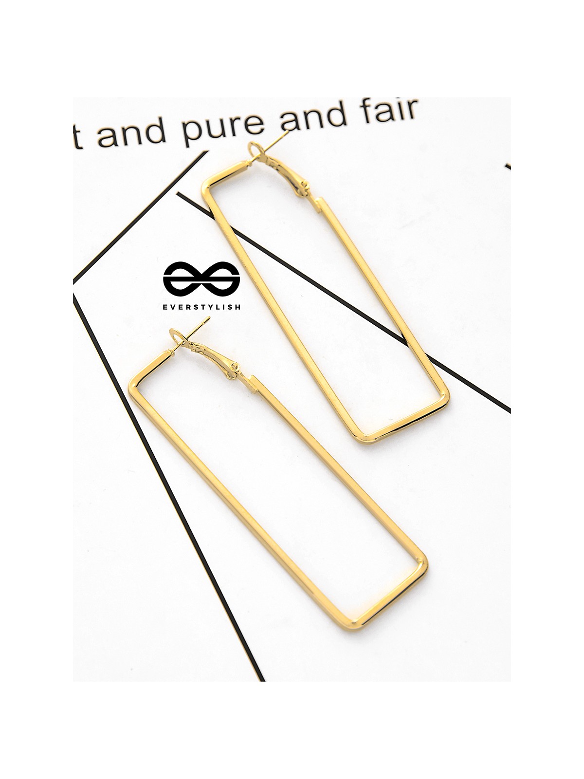 The Elegant Rectangular Hoops (Golden) - Casual Earrings