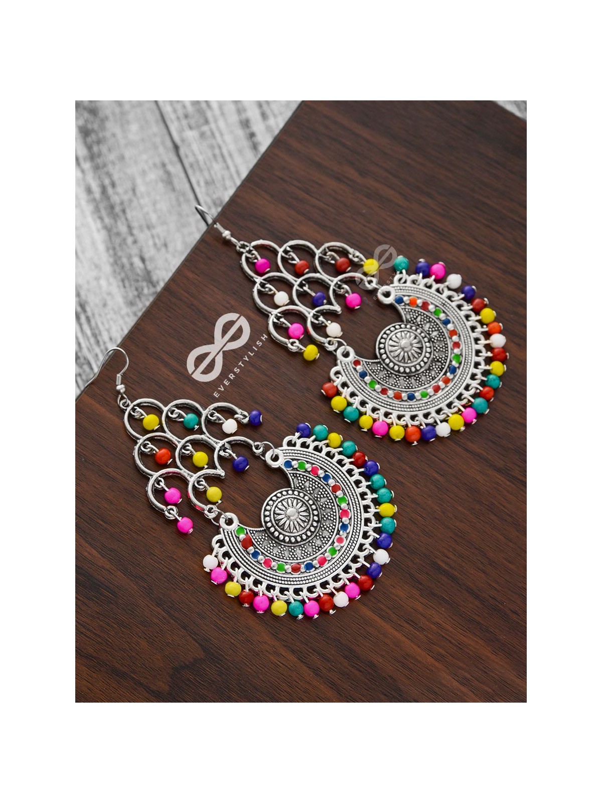 A Playful Splash of Colours - Oxidised Boho Danglers