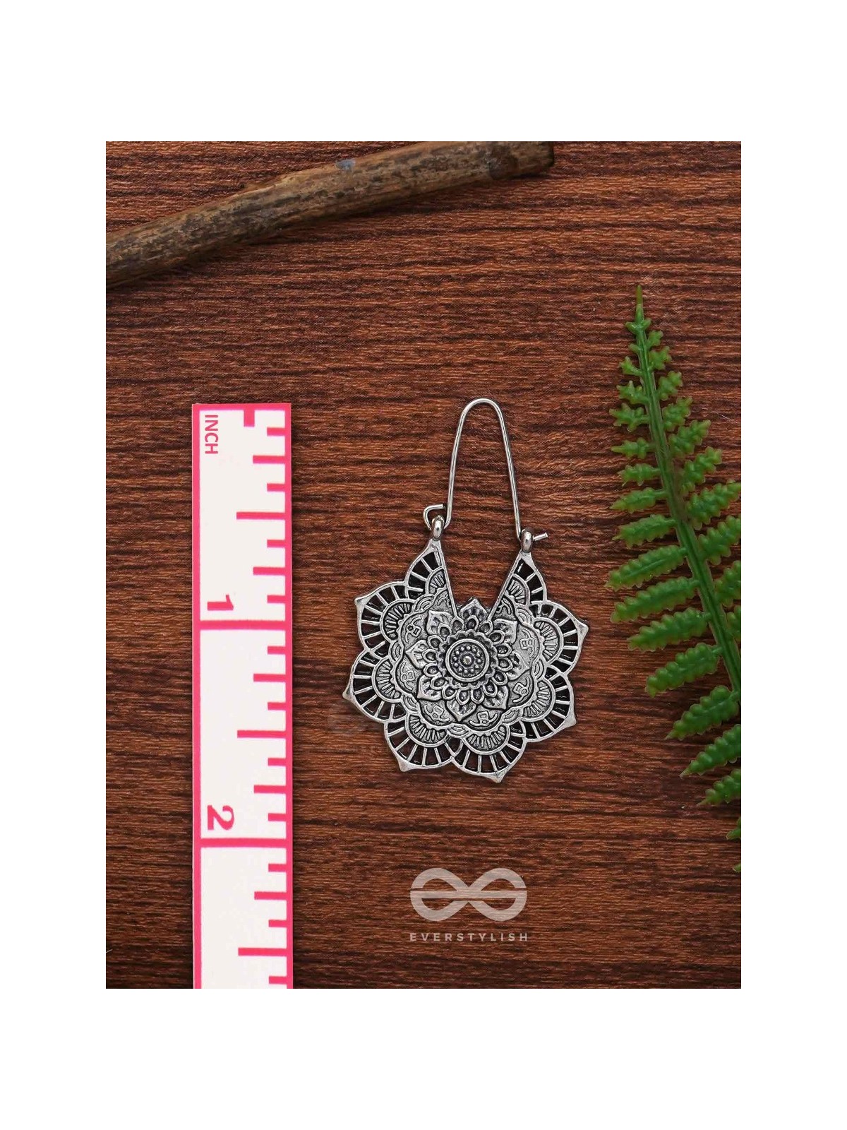 The Intricate Flower Danglers (Silver) - Oxidised Boho Earrings